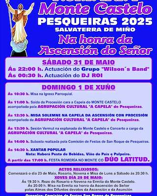 Fechas, información, programa, cartel, imágenes, mapa y ubicación de Virxe da Ascensión de Monte Castelo  en  Salvaterra do Miño