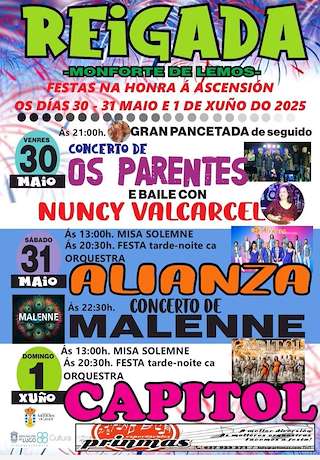 Fechas, información, programa, cartel, imágenes, mapa y ubicación de Virxe da Ascensión de Reigada   en  Monforte de Lemos