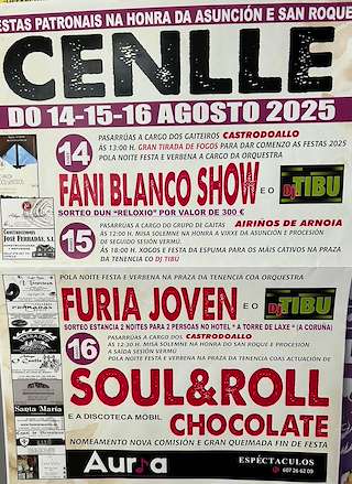 Fechas, información, programa, cartel, imágenes, mapa y ubicación de Virxe da Asunción e San Roque   en  Cenlle