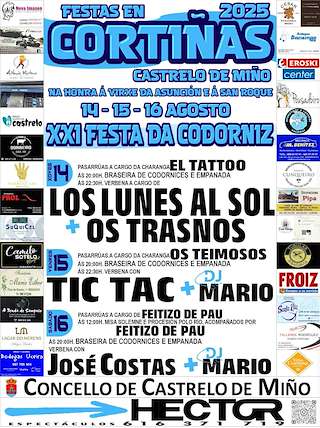 Fechas, información, programa, cartel, imágenes, mapa y ubicación de Virxe da Asunción e San Roque - XXI Festa da Codorniz  en  Castrelo de Miño