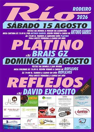 Fechas, información, programa, cartel, imágenes, mapa y ubicación de Virxe da Asunción y San Roque de Río (2026)  en  Rodeiro