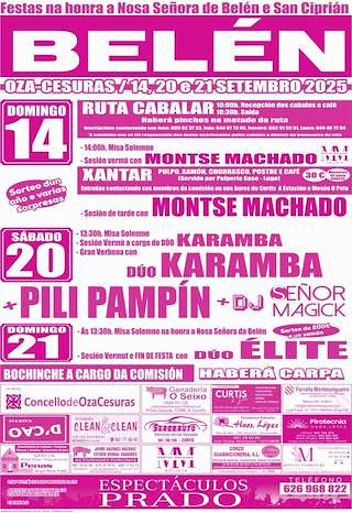 Fechas, información, programa, cartel, imágenes, mapa y ubicación de Virxe da Belén  en  Oza Cesuras