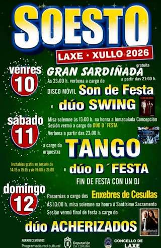 Fechas, información, programa, cartel, imágenes, mapa y ubicación de Virxe da Concepción e Santísimo Sacramento de Soesto (2026)  en  Laxe