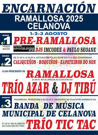 Fechas, información, programa, cartel, imágenes, mapa y ubicación de Virxe da Encarnación - Procesión da Ramallosa  en  Celanova