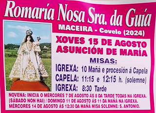 Fechas, información, programa, cartel, imágenes, mapa y ubicación de Virxe da Guia de Maceira   en  Covelo
