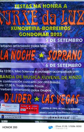 Fechas, información, programa, cartel, imágenes, mapa y ubicación de Virxe da Luz de Borreiros  en  Gondomar