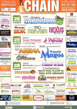 Fechas, información, programa, cartel, imágenes, mapa y ubicación de Virxe da Merced de Chaín (2026) en Gondomar