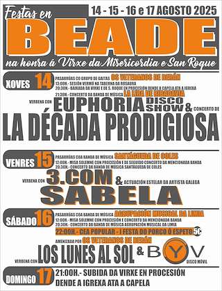 Fechas, información, programa, cartel, imágenes, mapa y ubicación de Virxe da Misericordia e San Roque  en  Beade