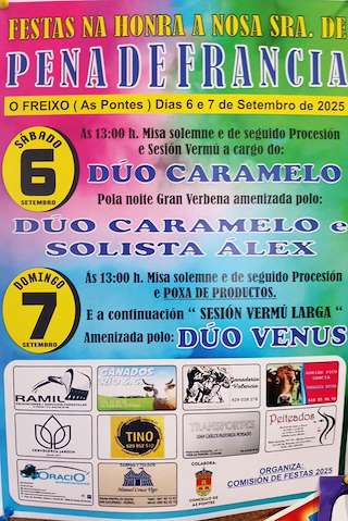 Fechas, información, programa, cartel, imágenes, mapa y ubicación de Virxe da Pena de Francia de O Freixo  en  As Pontes de García Rodríguez