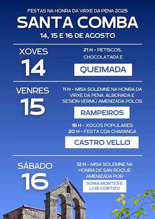 Fechas, información, programa, cartel, imágenes, mapa y ubicación de Virxe da Pena de Santa Comba  en  Bande