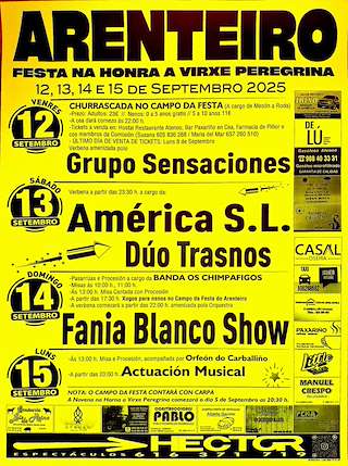 Fechas, información, programa, cartel, imágenes, mapa y ubicación de Virxe da Peregrina de Arenteiro  en  Piñor