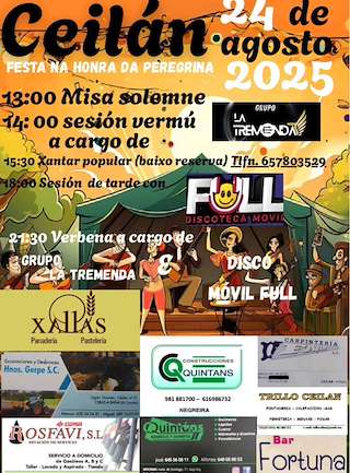 Fechas, información, programa, cartel, imágenes, mapa y ubicación de Virxe da Peregrina de Ceilán  en  A Baña