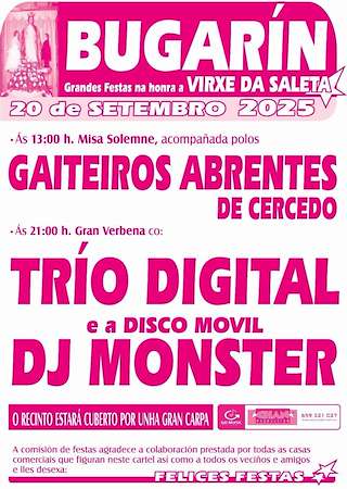 Fechas, información, programa, cartel, imágenes, mapa y ubicación de Virxe da Saleta de Bugarín  en  Cerdedo-Cotobade
