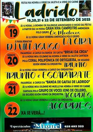 Fechas, información, programa, cartel, imágenes, mapa y ubicación de Virxe da Saleta e Virxe do Carme de Ladrido (2025)  en  Ortigueira