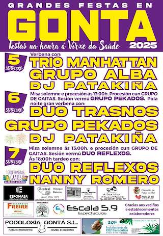 Fechas, información, programa, cartel, imágenes, mapa y ubicación de Virxe da Saúde de Gonta  en  Palas de Rei