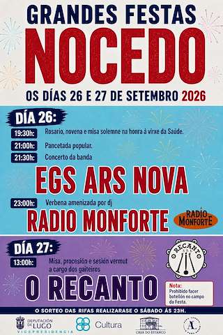 Fechas, información, programa, cartel, imágenes, mapa y ubicación de Virxe da Saúde de Nocedo (2026) en Quiroga