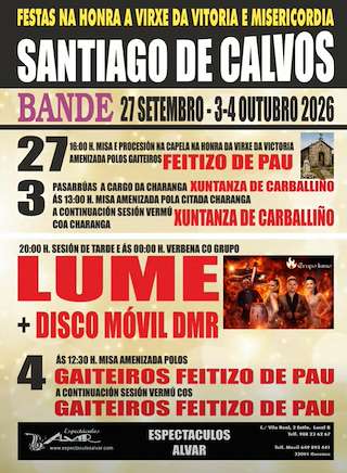 Fechas, información, programa, cartel, imágenes, mapa y ubicación de Virxe da Victoria e Misericordia de Calvos (2026) en Bande