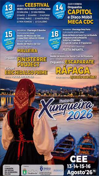 Fechas, información, programa, cartel, imágenes, mapa y ubicación de Virxe da Xunqueira e San Roque (2026) en Cee