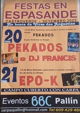 Fechas, información, programa, cartel, imágenes, mapa y ubicación de Virxe das Angustias de Espasande  en  Castroverde