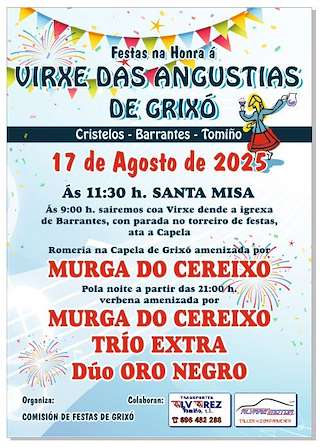 Fechas, información, programa, cartel, imágenes, mapa y ubicación de Virxe das Angustias de Grixó  en  Tomiño