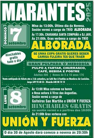 Fechas, información, programa, cartel, imágenes, mapa y ubicación de Virxe das Angustias y Santa Bárbara de San Vicente de Marantes  en  Santiago de Compostela