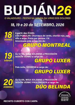 Fechas, información, programa, cartel, imágenes, mapa y ubicación de Virxe das Dolores de Budián (2026) en O Valadouro
