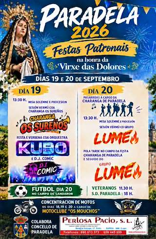 Fechas, información, programa, cartel, imágenes, mapa y ubicación de Virxe das Dolores (2026) en Paradela