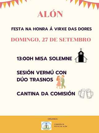 Fechas, información, programa, cartel, imágenes, mapa y ubicación de Virxe das Dores de Alón (2026)  en  Santa Comba