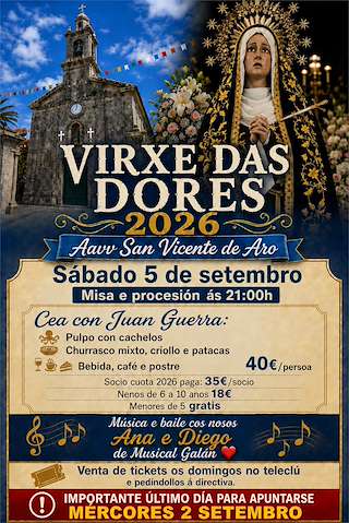 Fechas, información, programa, cartel, imágenes, mapa y ubicación de Virxe das Dores de Aro (2026) en Negreira