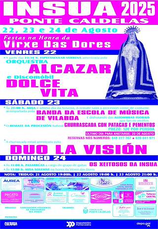 Fechas, información, programa, cartel, imágenes, mapa y ubicación de Virxe das Dores de Insua  en  Ponte Caldelas