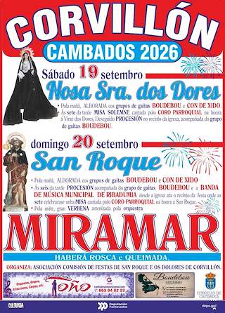 Fechas, información, programa, cartel, imágenes, mapa y ubicación de Virxe das Dores e San Roque de Corvillón (2026) en Cambados