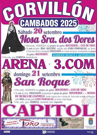 Fechas, información, programa, cartel, imágenes, mapa y ubicación de Virxe das Dores e San Roque de Corvillón  en  Cambados