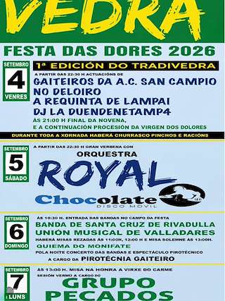 Fechas, información, programa, cartel, imágenes, mapa y ubicación de Virxe das Dores (2026) en Vedra