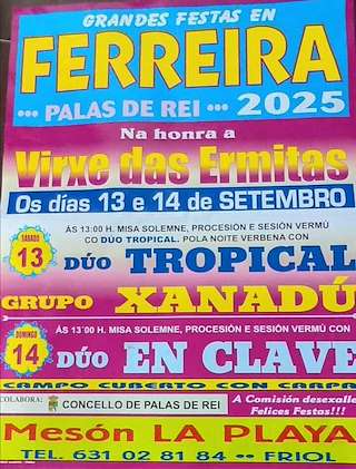 Fechas, información, programa, cartel, imágenes, mapa y ubicación de Virxe das Ermitas de Ferreiras  en  Palas de Rei