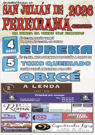 Fechas, información, programa, cartel, imágenes, mapa y ubicación de Virxe das Hermitas de San Julián de Pereiramá (2026)  en  Castroverde