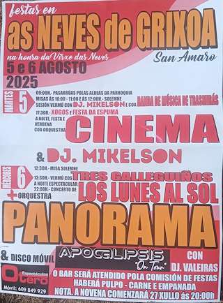 Fechas, información, programa, cartel, imágenes, mapa y ubicación de Virxe das Neves de Grixoa  en  San Amaro
