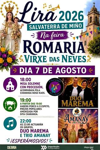 Fechas, información, programa, cartel, imágenes, mapa y ubicación de Virxe das Neves de Lira (2026)  en  Salvaterra do Miño