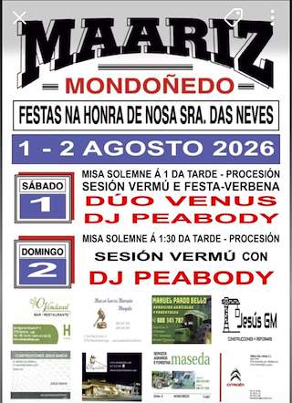 Fechas, información, programa, cartel, imágenes, mapa y ubicación de Virxe das Neves de Maariz (2026)  en  Mondoñedo