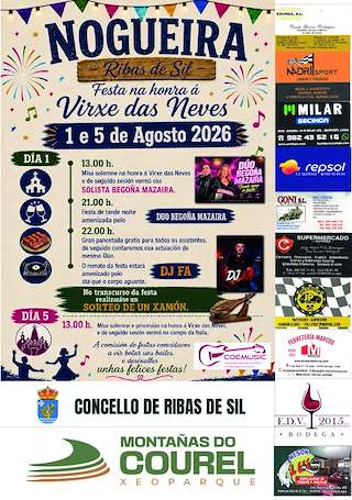 Fechas, información, programa, cartel, imágenes, mapa y ubicación de Virxe das Neves de Nogueira (2026)  en  Ribas de Sil