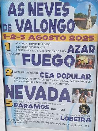 Fechas, información, programa, cartel, imágenes, mapa y ubicación de Virxe das Neves de Valongo  en  Cortegada