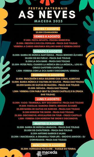 Fechas, información, programa, cartel, imágenes, mapa y ubicación de Virxe das Neves  en  Maceda