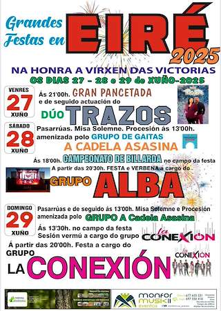 Fechas, información, programa, cartel, imágenes, mapa y ubicación de Virxe das Victorias de Eiré  en  Pantón