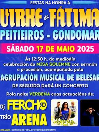 Fechas, información, programa, cartel, imágenes, mapa y ubicación de Virxe de Fátima de Peitieiros   en  Gondomar