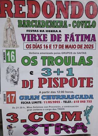 Fechas, información, programa, cartel, imágenes, mapa y ubicación de Virxe de Fátima de Redondo  en  Covelo