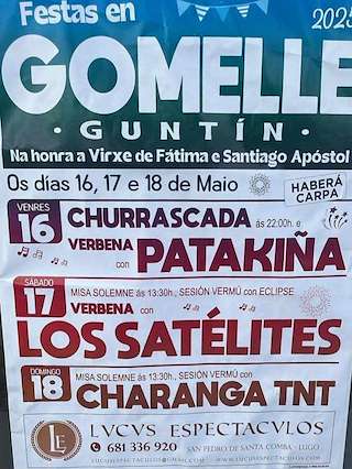 Fechas, información, programa, cartel, imágenes, mapa y ubicación de Virxe de Fátima e Santigo Apóstol de Gomelle  en  Guntín