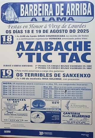 Fechas, información, programa, cartel, imágenes, mapa y ubicación de Virxe de Lourdes de Barbeira de Arriba  en  A Lama
