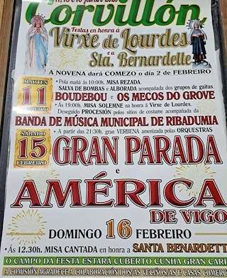 Fechas, información, programa, cartel, imágenes, mapa y ubicación de Virxe de Lourdes e Santa Bernardette de Corvillón  en  Cambados
