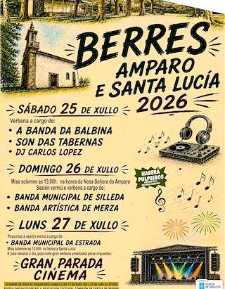 Fechas, información, programa, cartel, imágenes, mapa y ubicación de Virxe do Amparo e Santa Lucía de Berres (2026)  en  A Estrada