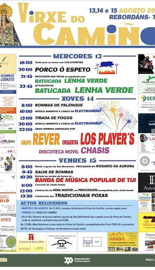 Fechas, información, programa, cartel, imágenes, mapa y ubicación de Virxe do Camiño de Rebordans  en  Tui