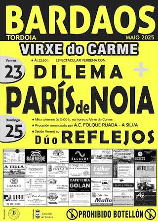 Fechas, información, programa, cartel, imágenes, mapa y ubicación de Virxe do Carme de Bardaos   en  Tordoia